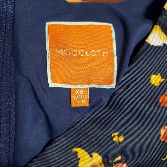 ModCloth Navy Floral Elegant Fit & Flare Dress - Picture 4 of 10